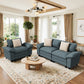 Sophia&William 3-Seat Modular Sectional Sofa Sets, Oversized Chenille Couch Cloud Sofa with 3 Throw Pillows for Living Room,Blue