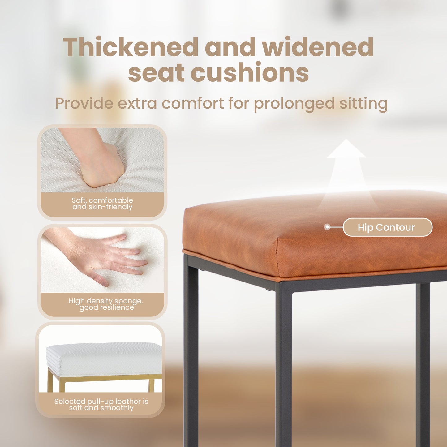 Sophia & William 24" Bar Stool Counter Height Bar Stools with Footres, Brown