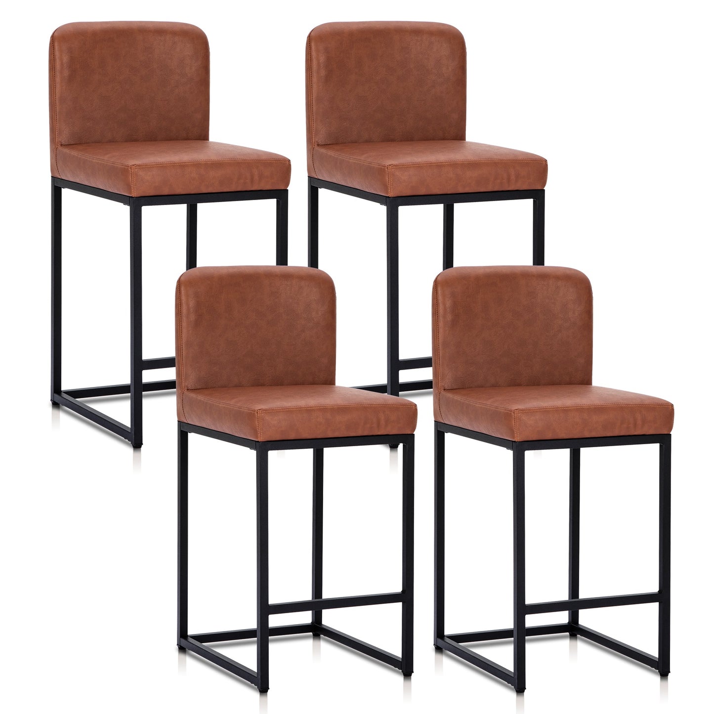 Sophia & William Counter Height Bar Stools with High Backrest Set of 4 Comfortable Modern Counter Stools for Kitchen & Home, Brown
