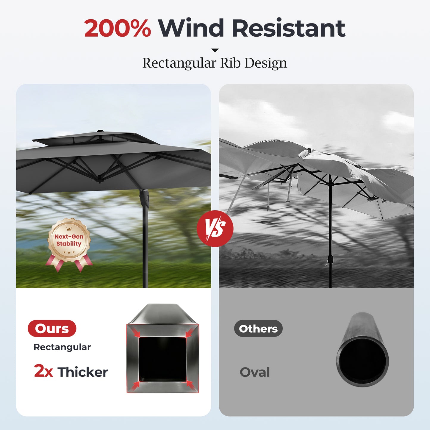 Alpha Joy 13x10ft Gray Offset Cantilever Patio Umbrella with 360¡ã Rotation for Outdoor Use