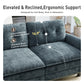 Sophia&William 3-Seat Sectional Sofa Set, Mid-Century Chenille Cloud Couch Modular Sofa with Nailhead Trim, 3 Pillows for Living Room Furniture Sets, Cyan