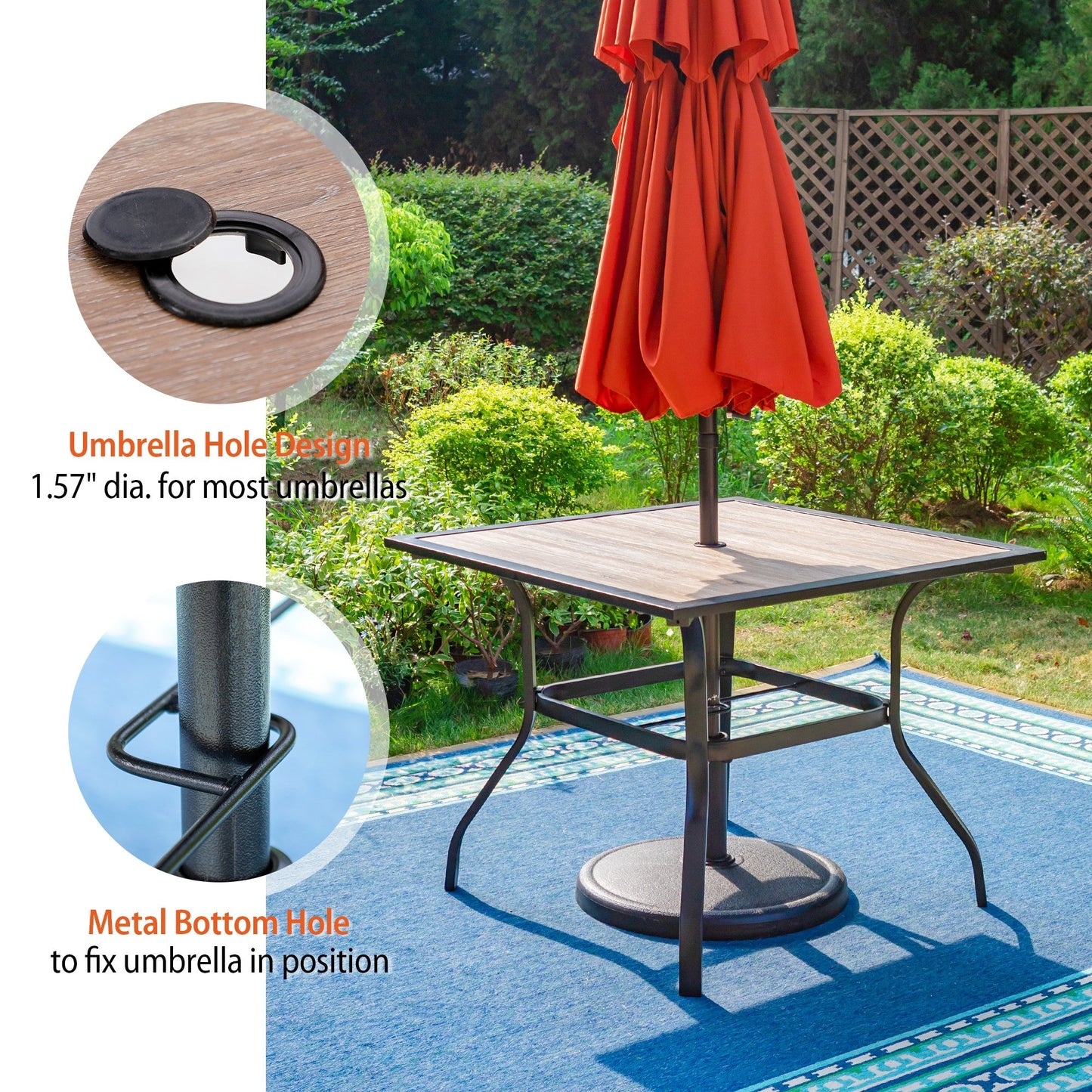 Sophia&William 5 Pieces Outdoor Patio Dining Set Swivel Chairs and Table Set for 4