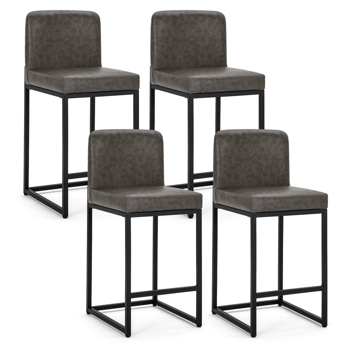 Sophia & William Counter Height Bar Stools with High Backrest Set of 4 Comfortable Modern Counter Stools for Kitchen & Home, Gray