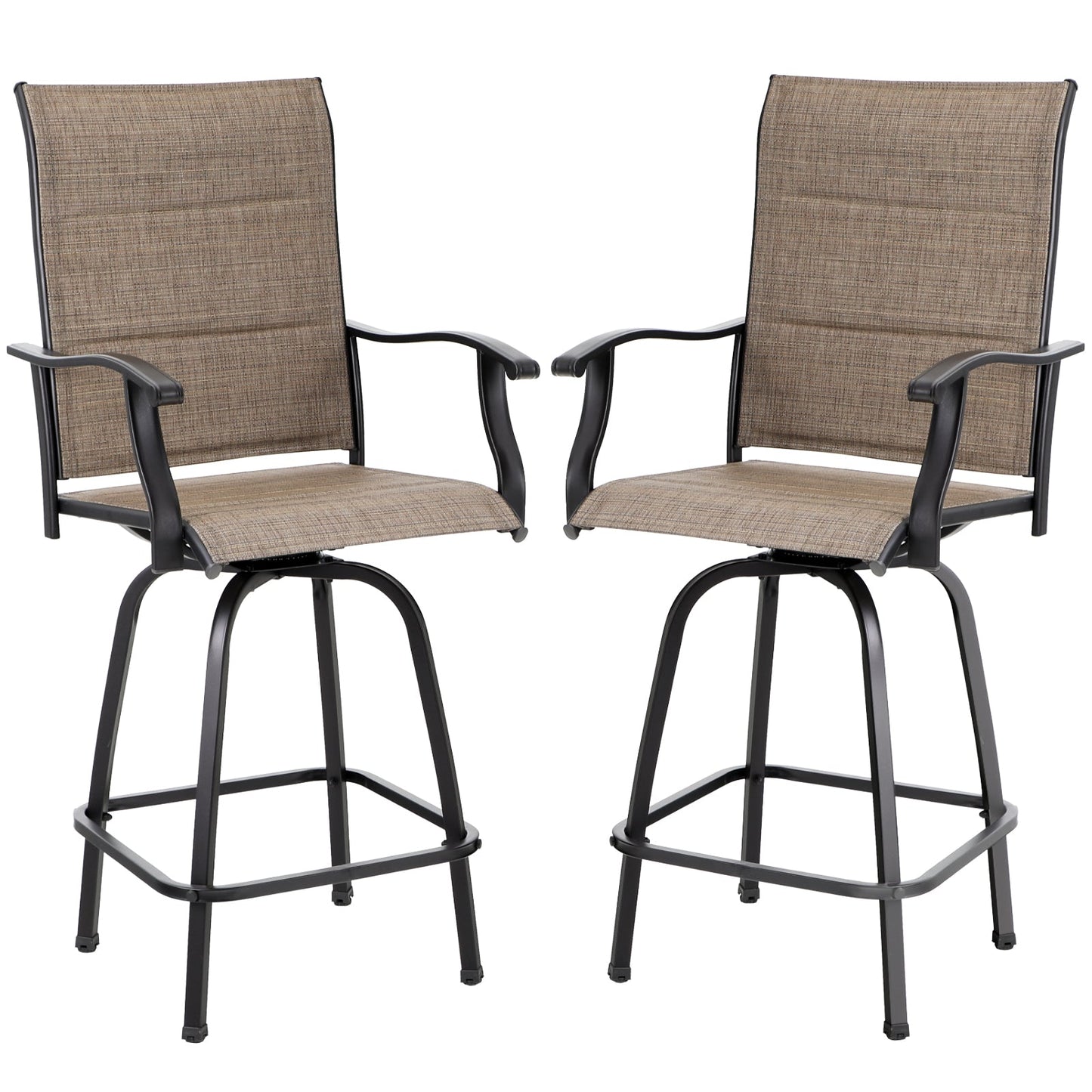 Sophia & William Outdoor Patio Metal Swivel Bar Stools Set of 2, Brown