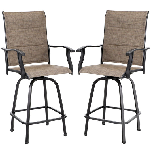 Sophia & William Outdoor Patio Metal Swivel Bar Stools Set of 2, Brown