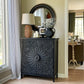 Alpha Joy Accent Cabinet with 2 Doors, Wood Entryway Cabinet with Flower Pattern in Wood Frame for Living Room, Dining Room, Black