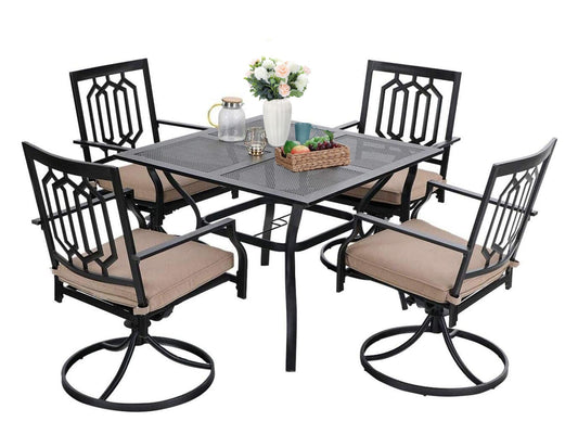 Sophia & William 5 Peices Outdoor Patio Metal Dining Set Swivel Chairs and Table Set