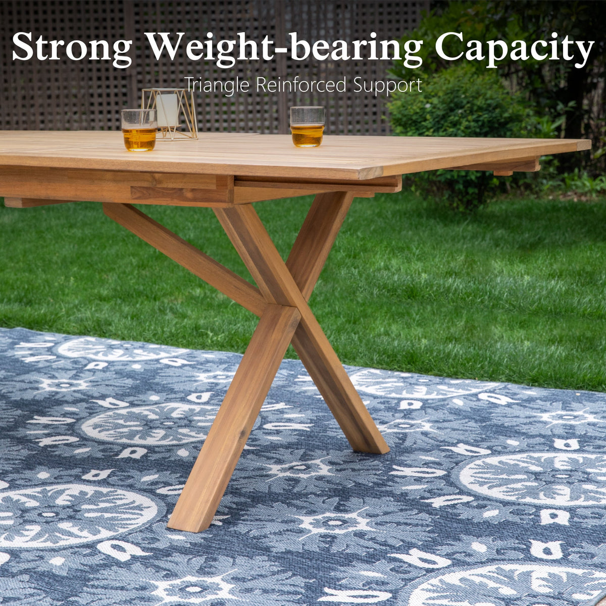Sophia & William 7 Pieces Acacia Wood Outdoor Patio Dining Set Expandable Table and Patio Chairs Natural Wood for Lawn, Garden, Backyard