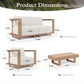 Alpha Joy 5 Pieces HDPE Patio Furniture Set with Wide Wicker Iron Seat & Thick Cushions, Brown & Beige