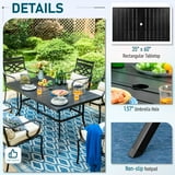 Sophia & William 8-Piece Outdoor Patio Dining Set with 13 ft Navy Umbrella, Rectangle Table & Textilene Chairs for 6