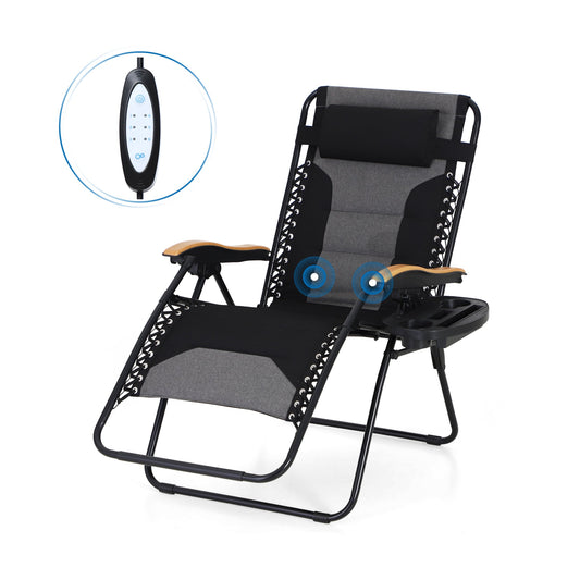 Sophia&William Oversized Outdoor Padded Massage Zero Gravity Chair - Black