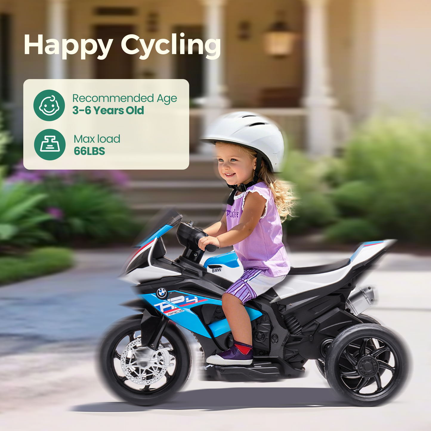 Alpha Joy Kids Ride On Motorcycle BMW Licensed 3-Wheel Electric Motorbike 12V Battery Powered Ride Bike w/Music Headlight, Blue