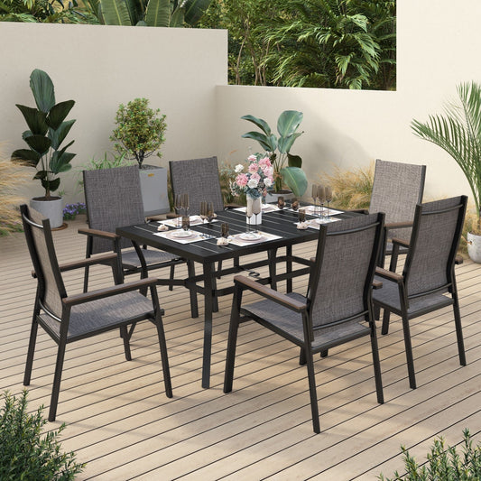 Sophia&William 7-Piece Metal Outdoor Patio Dining Furniture Set, Gray