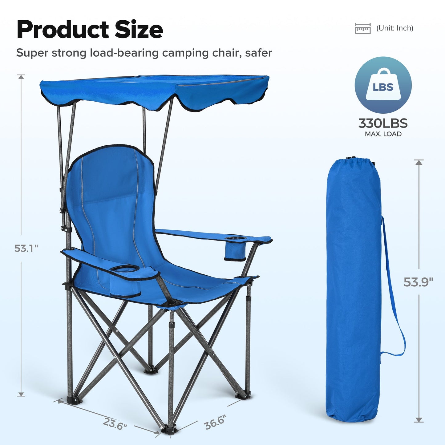 Sophia & William Oversized Camping Chair Outdoor Portable Folding Chair Heavy-Duty Steel Frame Support 350 Lbs, Blue