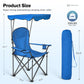 Sophia & William Heavy Duty Camping Chair Outdoor Oversized Padded Lawn Chair with Cooler, 450LBS Capacity, Navy