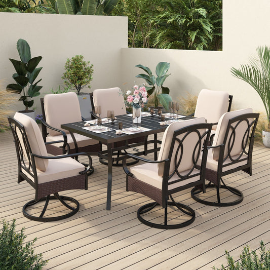 Sophia&William 7-Piece Outdoor Patio Dining Set Cushioned Chairs and Steel Table