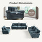 Sophia&William Modular Sectional Sofa Set, Mid-Century Chenille Cloud Couch 6-Seat Retro Nailhead Trim with 6 Throw Pillows for Living Room, Cyan