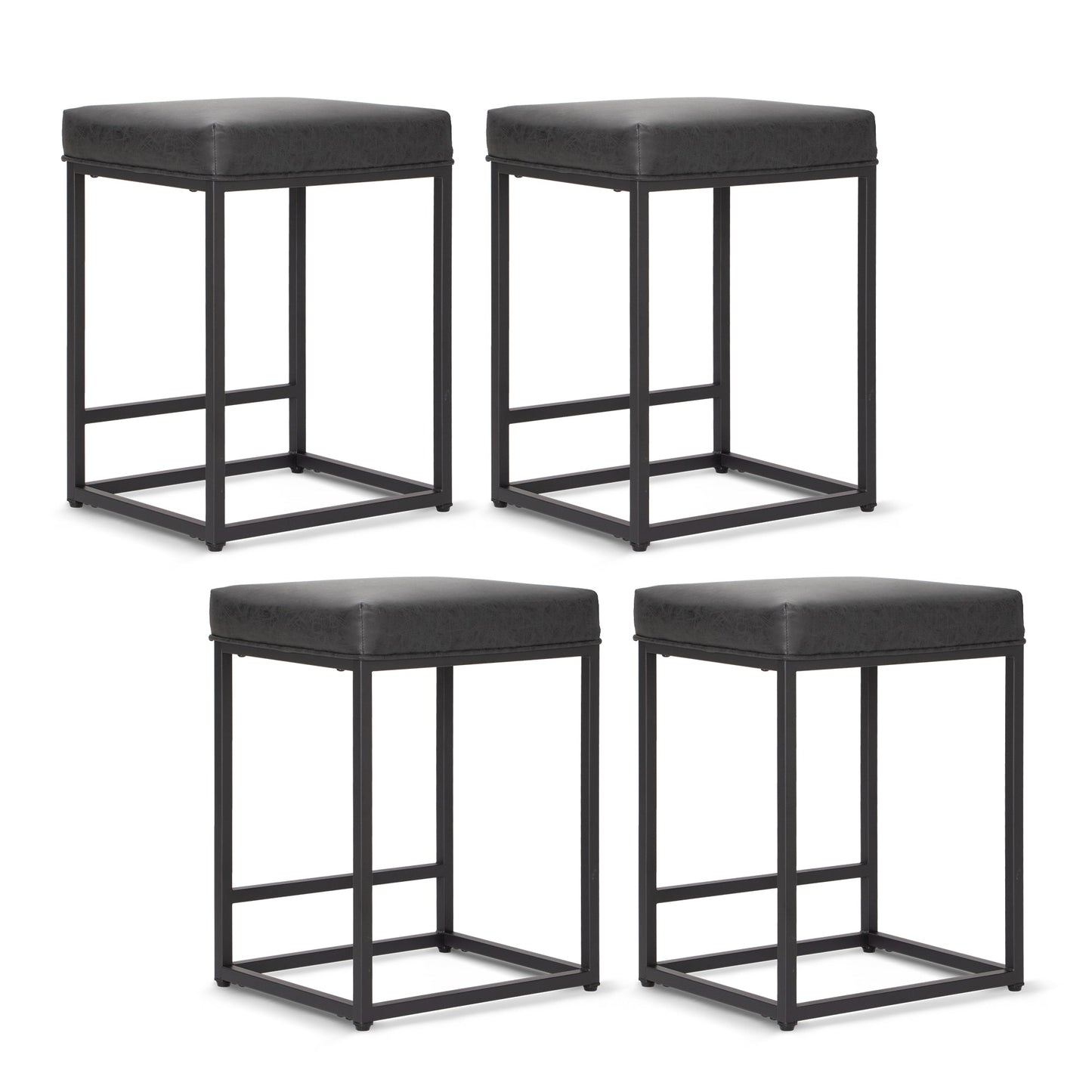 Sophia & William 24" Bar Stool Counter Height Bar Stools with Footrest, 4 Pack, Black