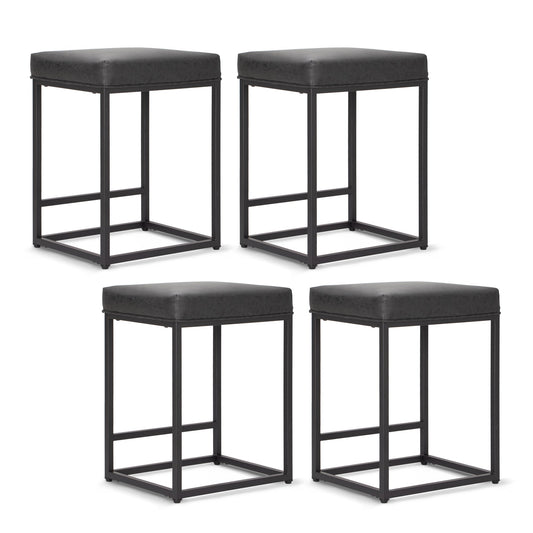 Sophia & William 24" Bar Stool Counter Height Bar Stools with Footrest, 4 Pack, Black