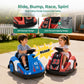 Alpha Joy Kids 12V Bumper Car with Steering Wheel & Remote Control, 3-Color LED Lights, 3 Speeds, Electric Ride-on Toys Car for 3-6 Years, Red