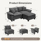 Sophia&William L-shaped Modular Sectional Sofa, 3-Seater Corduroy Cloud Couch Sofa Set with Deep Seat & 2 Pillows & Ottoman for Living Room, Apartment, Gray