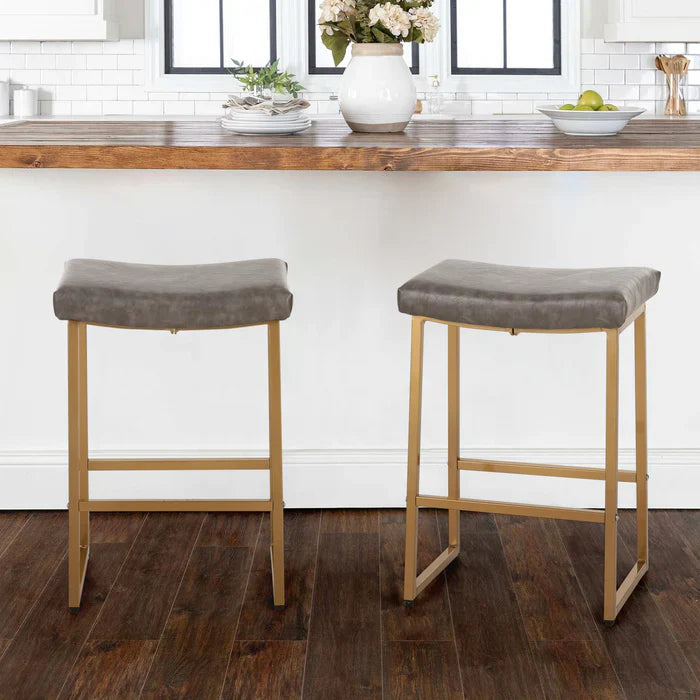 Sophia & William 25" Counter Height Bar Stools Saddle Bar Stools-Set of 2-Gray