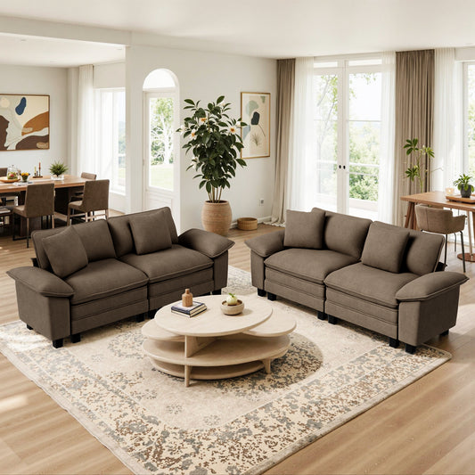 Sophia&William Modular Sectional Sofa Sets, Modern Cloud Couch 4-Seat Deep Sofa Oversized Sectional with 4 Pillows for Living Room,Taupe