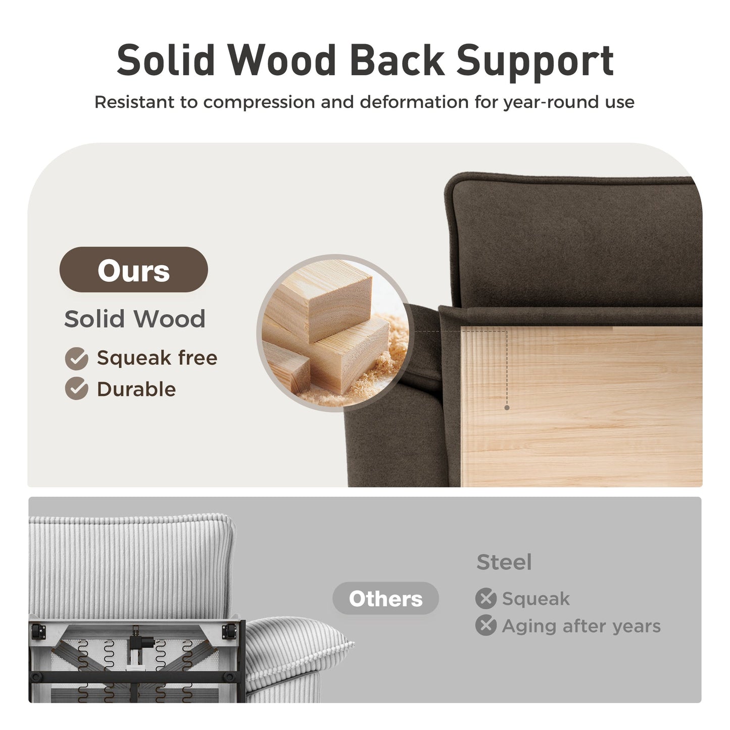 Sophia&William Convertible Sectional Sofa Couch, Modern Chenille Couch 4-Seat Deep Sofa Modular Sectional with 4 Pillows for Living Room,Brown