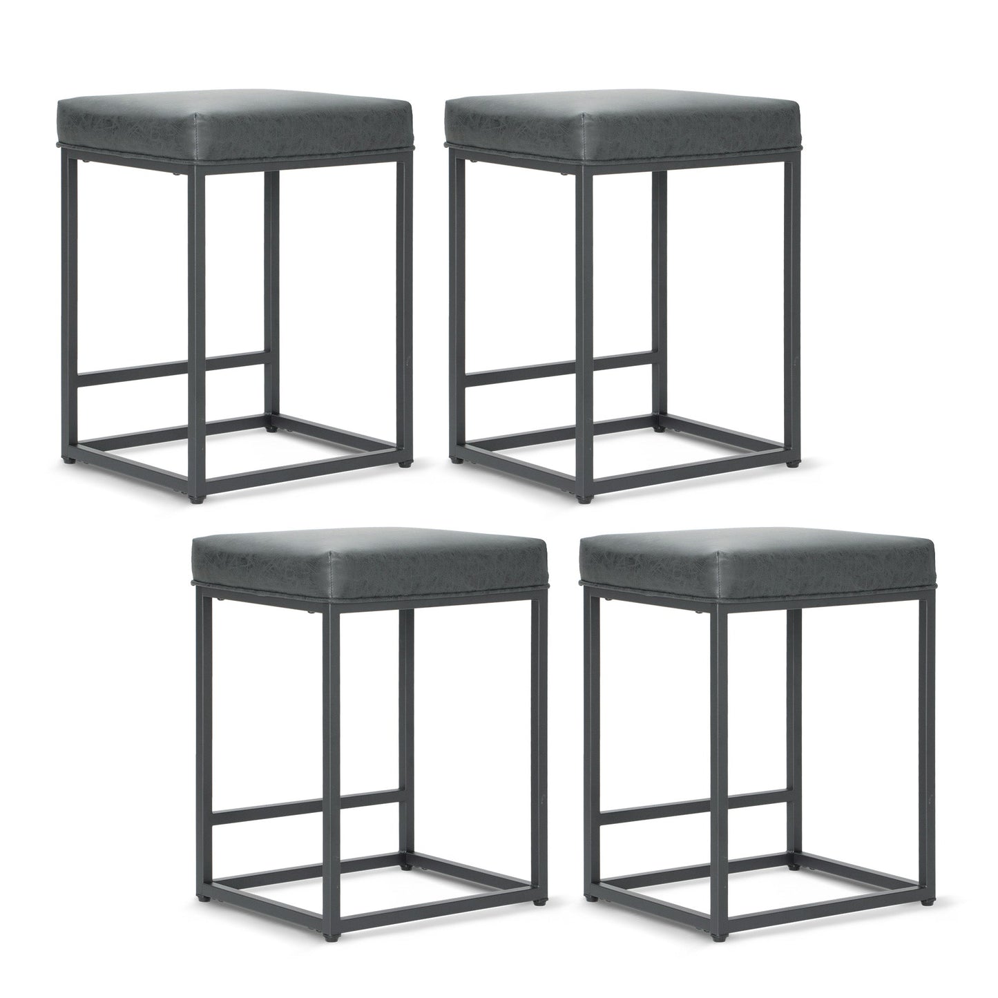 Sophia & William 24" Bar Stool Counter Height Bar Stools with Footrest, 4 Pack, Gray