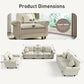 Sophia&William Sectional Sofa Set, Mid-Century Chenille Cloud Couch 6-Seat Retro Nailhead Trim Modular Sofa with 6 Pillows for Living Room, White