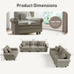 Sophia&William Large Sectional Sofa Set, Mid-Century Linen Cloud Couch 6-Seat Retro Nailhead Trim Modular Sofa with 6 Pillows for Living Room, Light Gray
