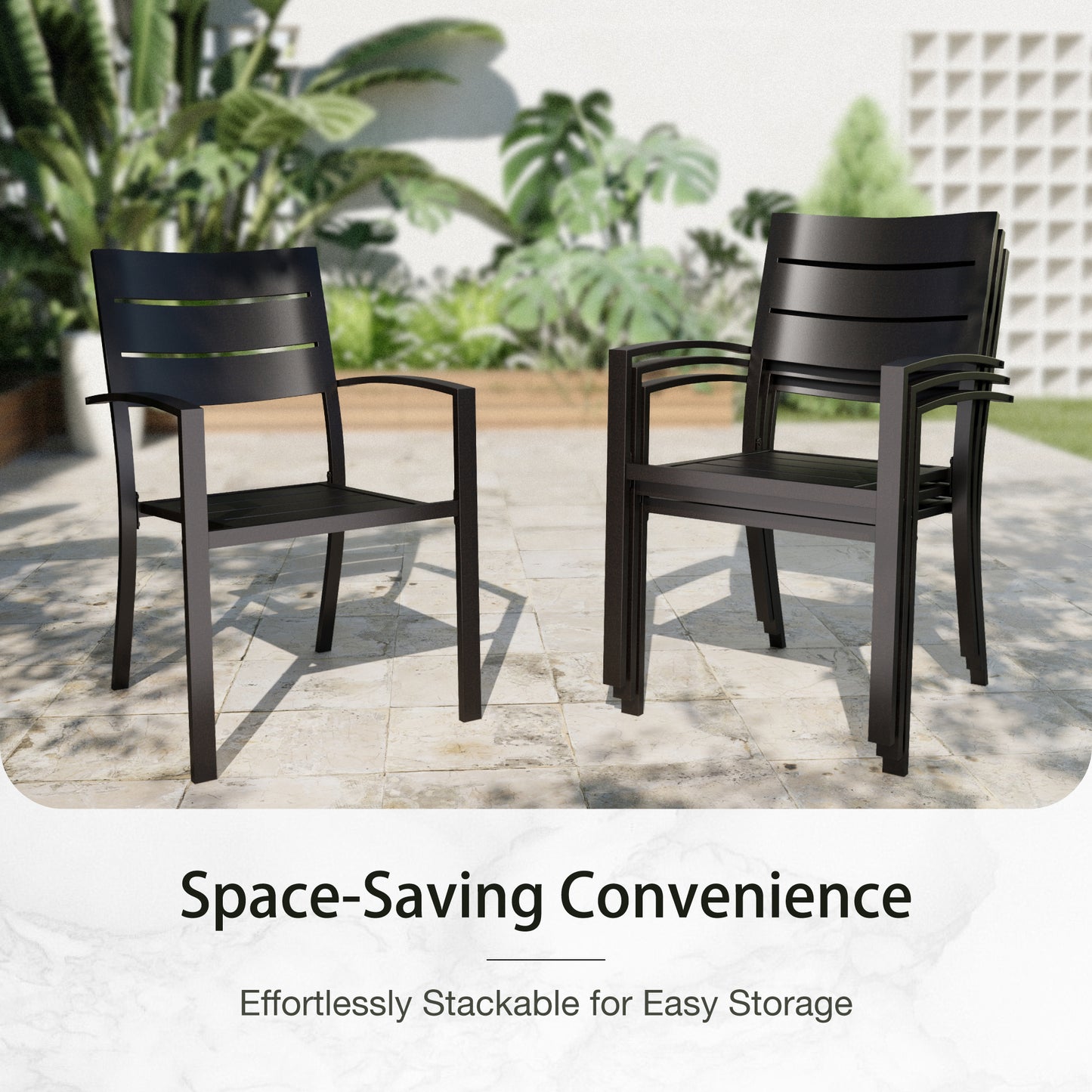 Sophia&William 7Pcs Patio Dining Set Outdoor Metal Stackable Chairs and Rectangular Table Furniture Sets for 6