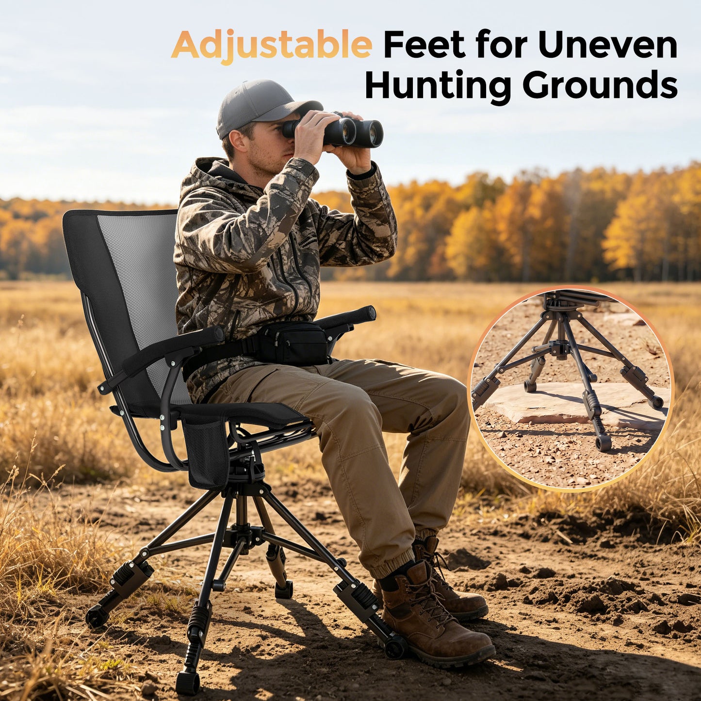 Sophia & William Outdoor Camping Chair - Lightweight Breathable Mesh Folding Chair with Adjustable Height, 330 lbs Capacity, Ideal for Hunting and Blind Use