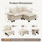 Sophia&William L-shaped Modular Sectional Sofa, 3-Seater Corduroy Cloud Couch Sofa Set with Deep Seat & 2 Pillows & Ottoman for Living Room, Apartment, Beige