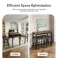 Alpha Joy 4 Pieces Dining Table Set for 4 Space-Saving Wood Kitchen Counter Height Bar Table, 2 Stools and Bench- Black Walnut