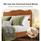 Sophia & William Full Size Wood Platform Bed Frame with Wooven Rattan Headboard & Wooden Slats,No Box Spring Needed
