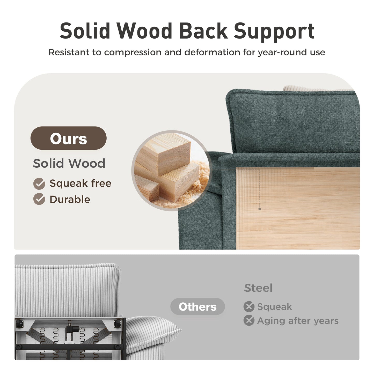 Sophia&William 6-Seat Convertible Sectional Sofa Couch, Modern Chenille Couch Cloud Deep Seat Sofa Modular with 6 Pillows for Living Room, Apartment, Green