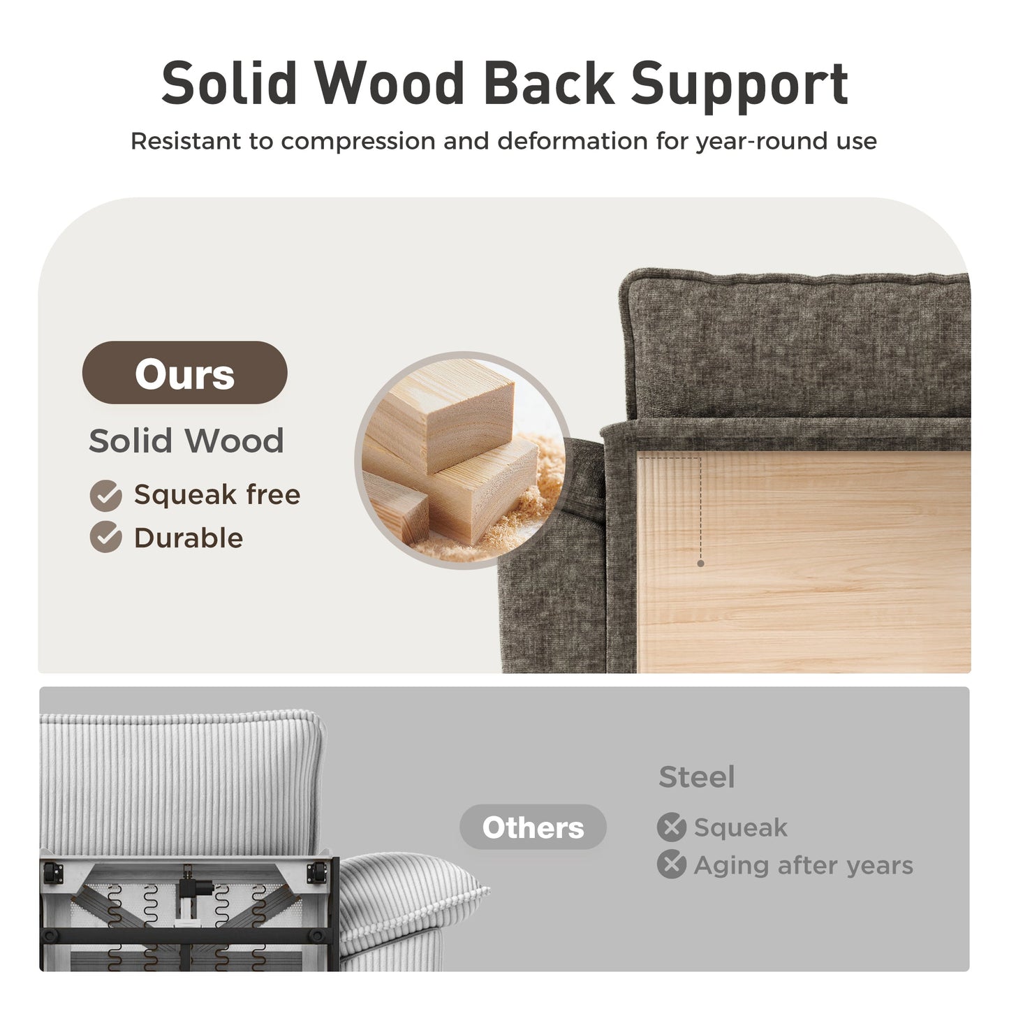 Sophia&William 6-Seat Convertible Sectional Sofa Couch, Modern Chenille Couch Cloud Deep Seat Sofa Modular with 6 Pillows for Living Room, Apartment, Ash Gray