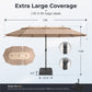 Alpha Joy 15ft Dual-Layer Outdoor Patio Umbrella Extra-Large Double-Sided Garden Umbrella with Ventilation and Base - Beige Patchwork