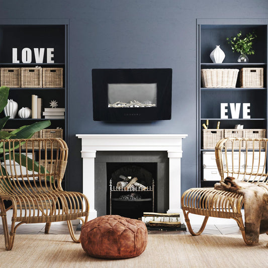 Sophia & William 30" Curved Glass Electric Fireplace Wall Mounted Heater