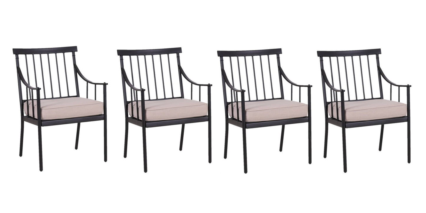 Sophia & William Outdoor Patio Metal Dining Chairs with Beige Cushions Set of 4