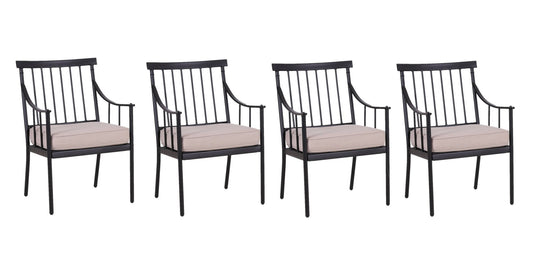 Sophia & William Outdoor Patio Metal Dining Chairs with Beige Cushions Set of 4