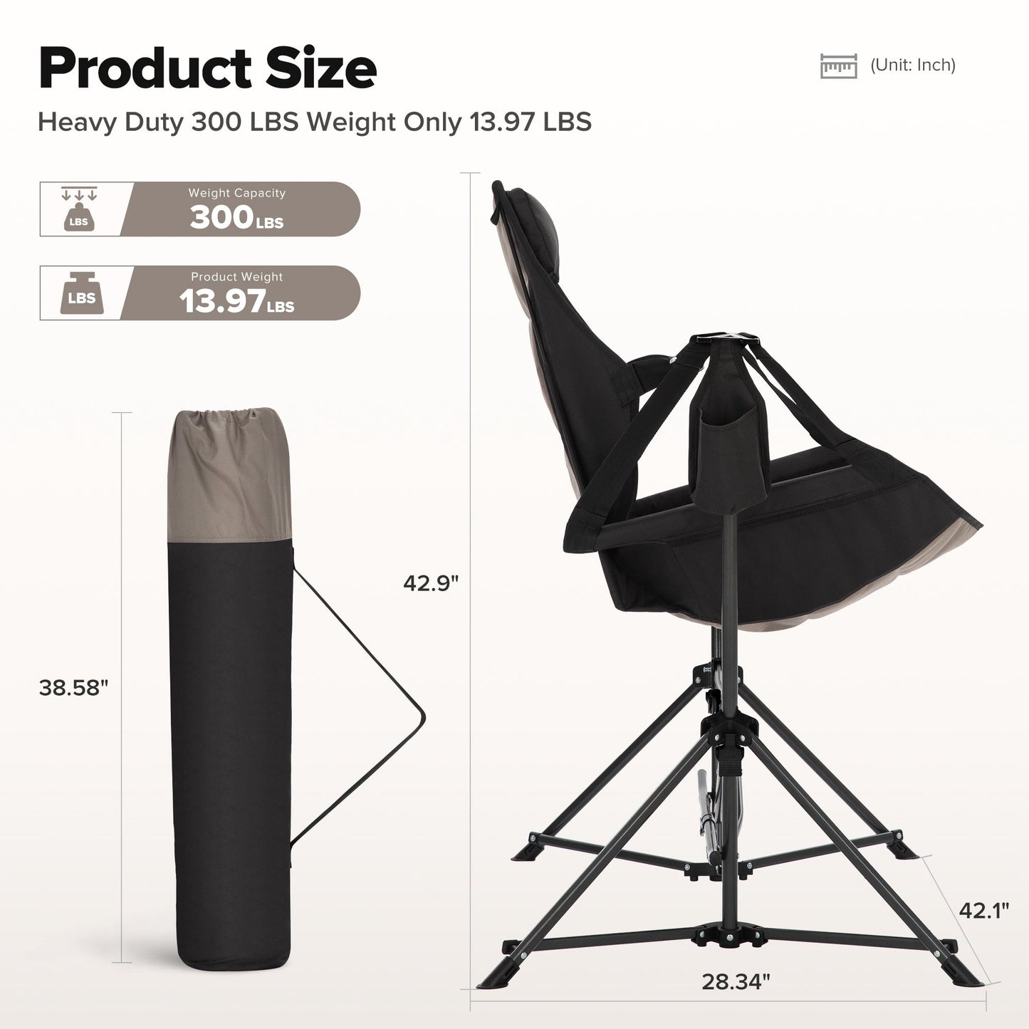 Alpha Joy Hammock Camping Chair Folding Rocking Chair, Black
