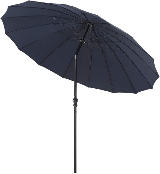 Sophia & William 10FT Outdoor Patio Umbrella 16 Sturdy Ribs Beach Garden Umbrella Windproof, Rainproof,with Button Tilt and Crank, Navy Blue