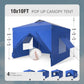 Alpha Joy 10'x 10' Instant Canopy Outdoor Ez Up Outdoor Canopy Shelter Tent with 4 Side Walls, Blue