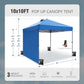10x10ft Easy Set Up 3 Height Adjustable Pop Up UV Protection Canopy Tent with Removable Side Wall, Blue