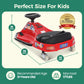 Alpha Joy Kids Crazy Drift Car 24V 181W Electric Drifting Go-Kart w/Rechargeable Battery, Colorful Light, Bluetooth Music & Safety Harness, Red