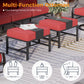 Sophia&William 7 Seat Patio Outdoor Furniture Set Metal Conversation Set with Ottomans & Rocker Chair, Red