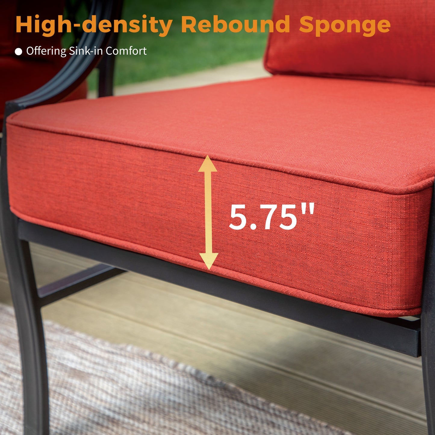 Sophia&William 9 Seat Patio Outdoor Furniture Set Metal Conversation Set with Ottomans & Rocker Chair, Red
