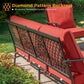 Sophia&William 9 Seat Patio Outdoor Furniture Set Metal Conversation Set with Ottomans & Rocker Chair, Red